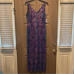 NWT NIGHTWAY Full Length Swirl Sequin Gown size 14W